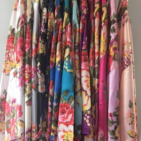 Floral Satin Robe, Bridesmaid Robe, Getting Ready - Picture 2 of 6